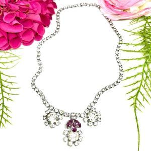 VINTAGE⚜️ANTIQUE Austrian Crystal Pavé Cluster Necklace